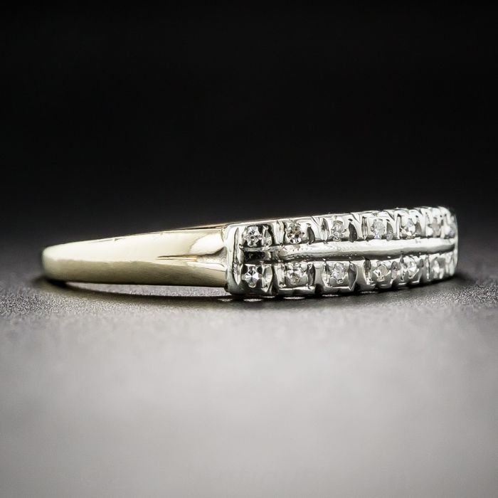 Vintage Double Row Diamond Wedding Band