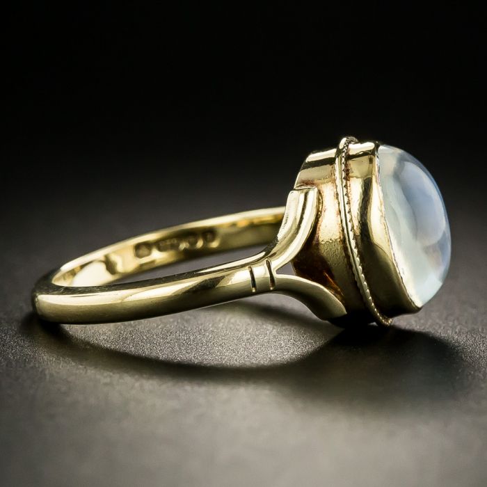 Unique Rose Gold Rainbow Moonstone Ring, Ruby Leaf Ring | Benati