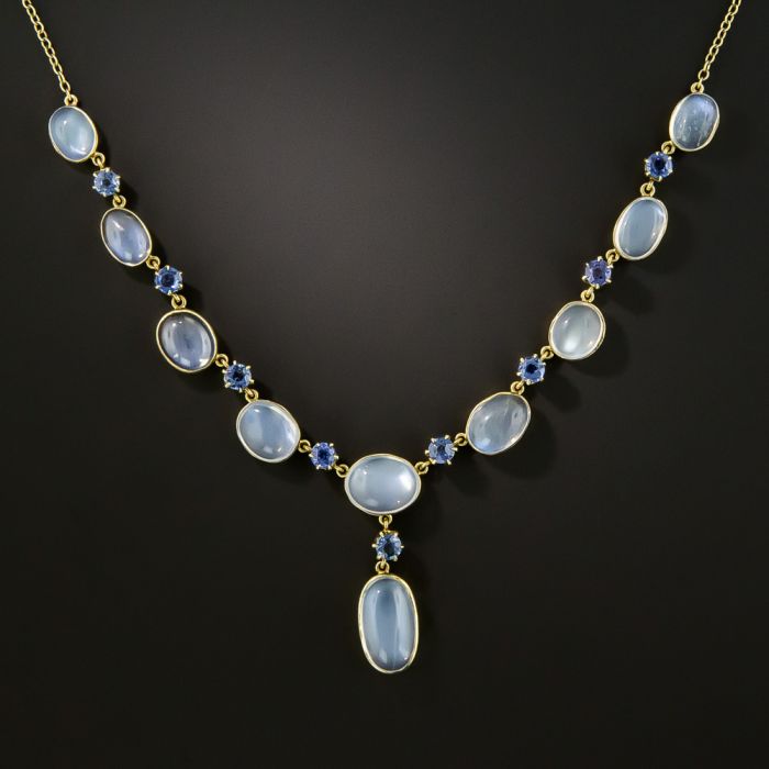 Gold Moonstone Pendant - Natural Rainbow Moonstone Necklace, Vintage M –  Adina Stone Jewelry