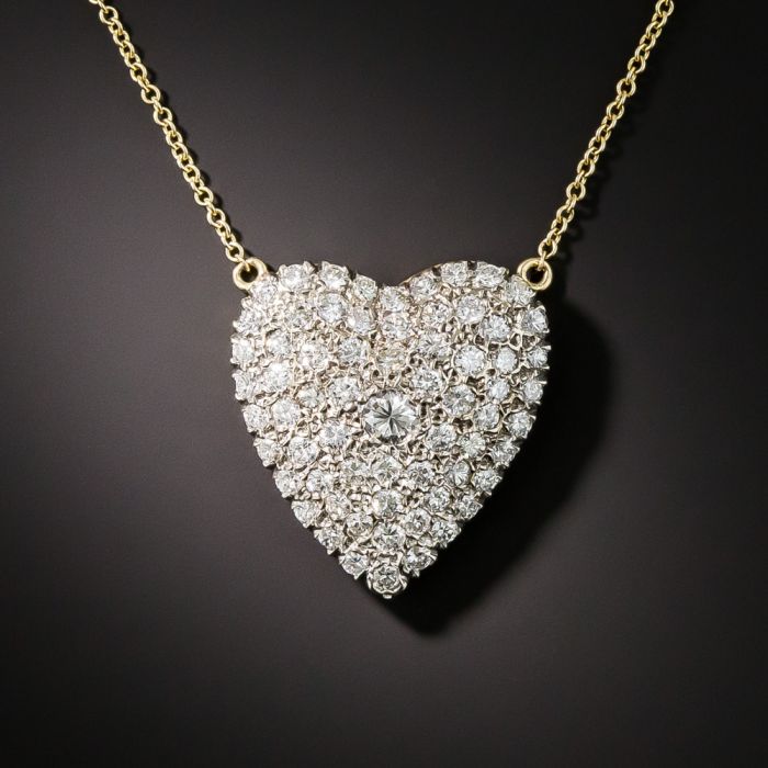 Pave diamond store heart necklace