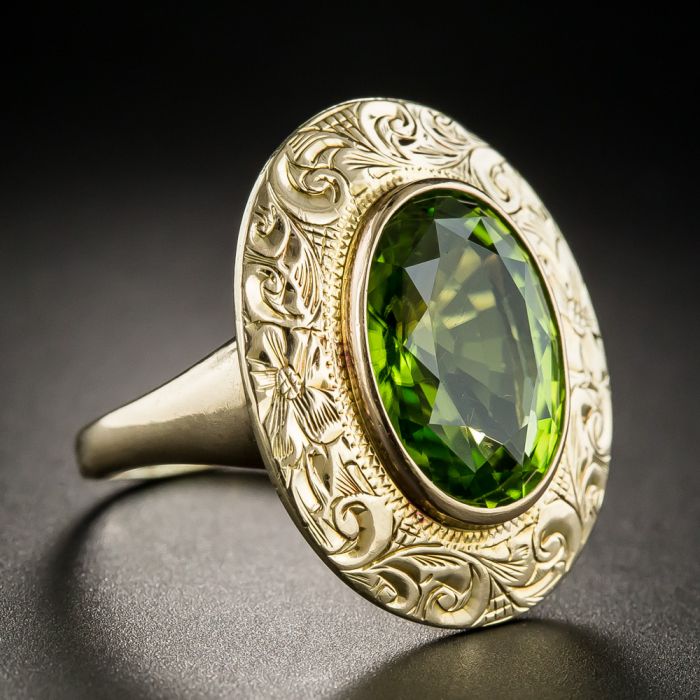 Mens vintage store peridot ring