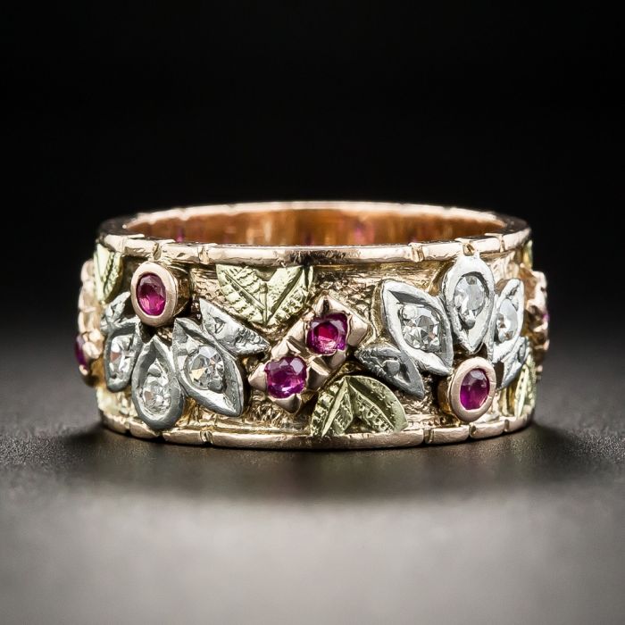 Diamond and ruby anniversary band shop