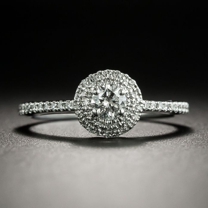 Round halo vintage style diamond bridge engagement ring setting, Ring  Bridge - valleyresorts.co.uk