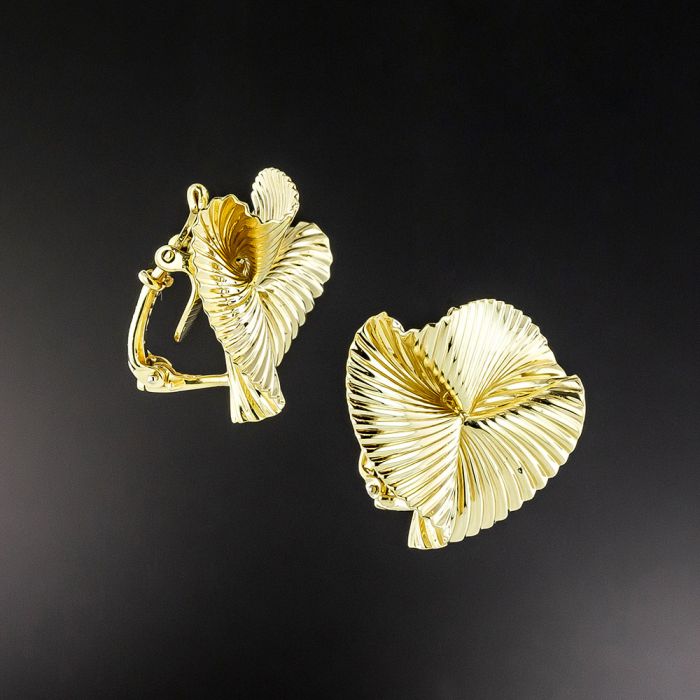 Vintage Tiffany Co. Textured Fan Clip Earrings
