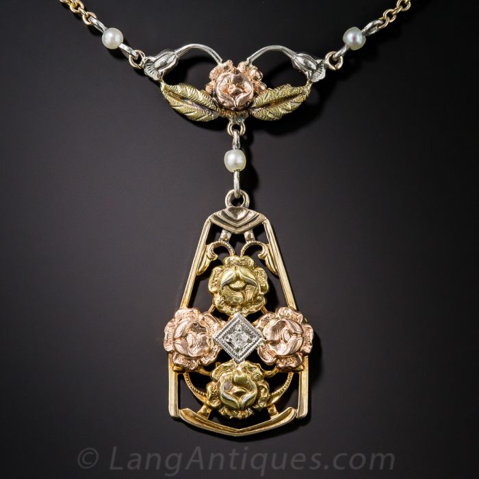 Vintage tri best sale gold necklace