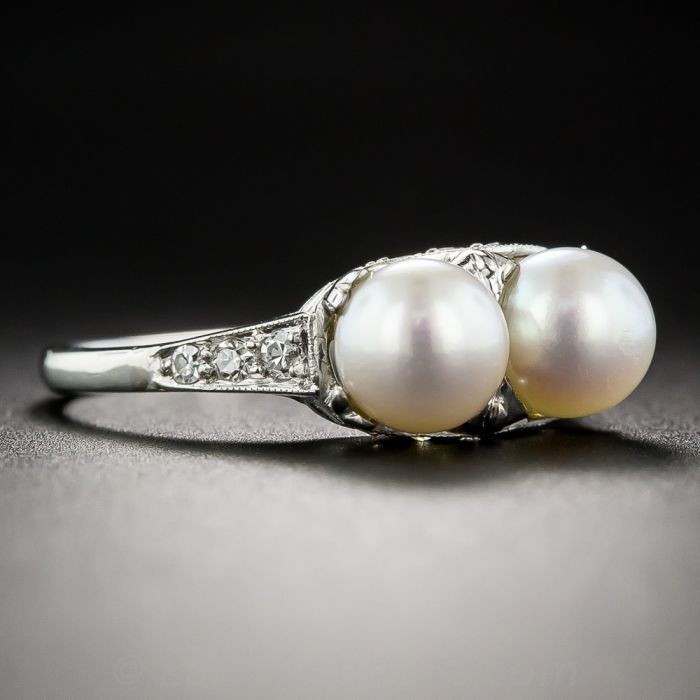 Antique Natural Pearl and Diamond Ring, Platinum – Antique Ring Boutique
