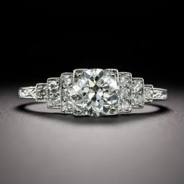 Art Deco 1.07 Carat Diamond Engagement Ring - GIA H SI1