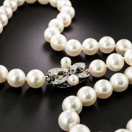 Mid-Century 17 1/4 Inch Cultured Pearl Strand with Diamond Clasp