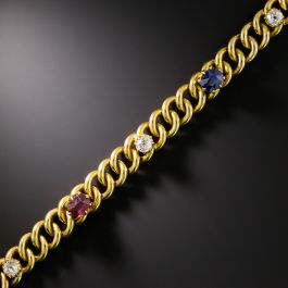 Victorian Multi-Colored Gemstone And Diamond Bracelet