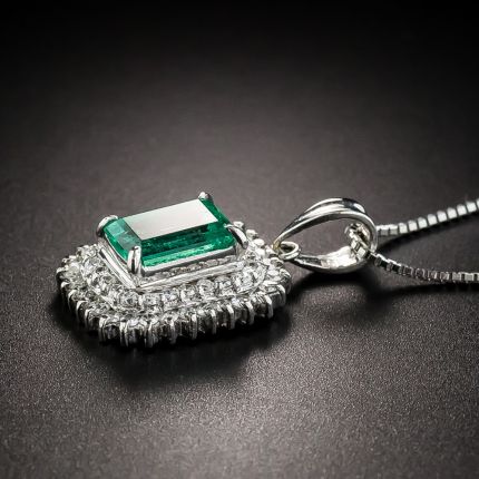 1.24 Carat Emerald Platinum Diamond Pendant