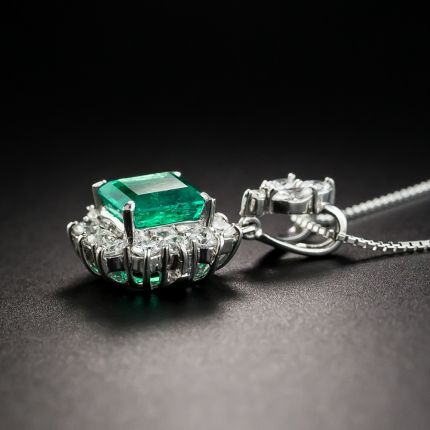 1.49 Carat Colombian Emerald Platinum Diamond Drop