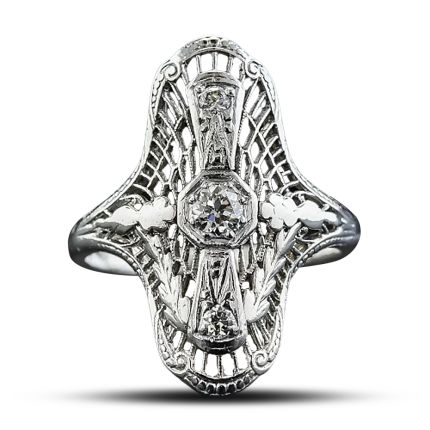 18K Art Deco Diamond Dinner Ring