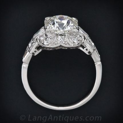 3.03 Carat Cushion-Cut Art Deco Diamond Engagement Ring