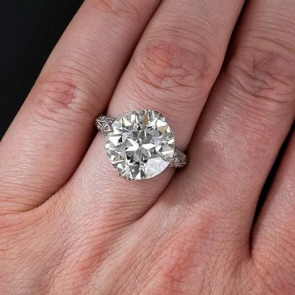 7.92 Carat European-Cut Diamond Engagement Ring