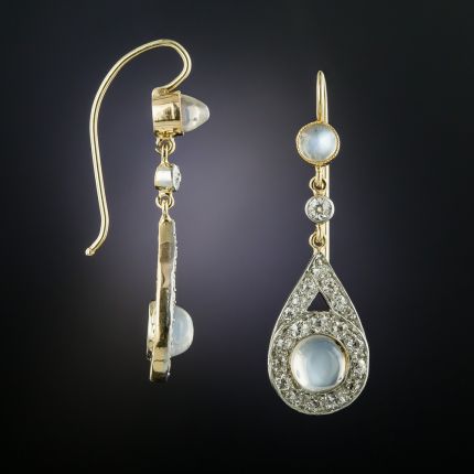 Antique Diamond and Moonstone Earrings