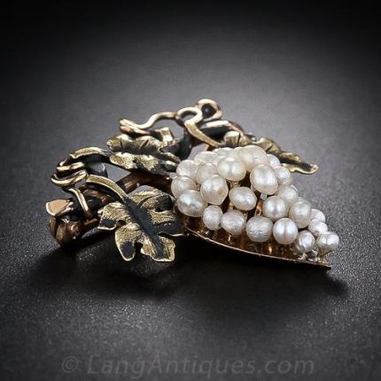 Antique Pearl Grape Cluster Pin
