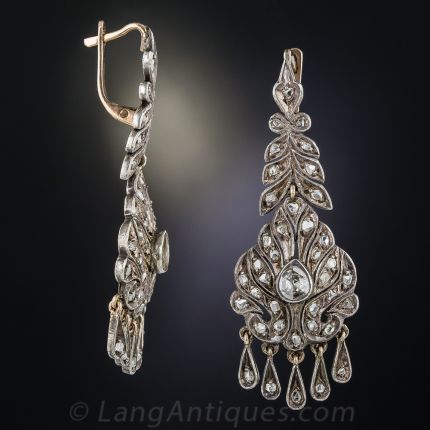 Antique Style Rose-Cut Diamond Drop Earrings