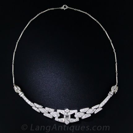 Art Deco Platinum and Diamond Convertible Necklace