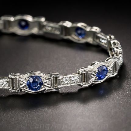 Art Deco Platinum Sapphire and Diamond Bracelet