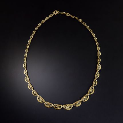 Art Nouveau Palmette Gold Necklace