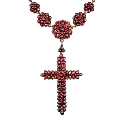 Bohemian Garnet Cross Necklace