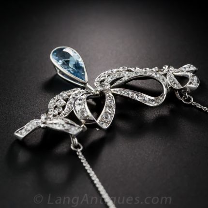 Edwardian Aquamarine, Platinum and Diamond Necklace
