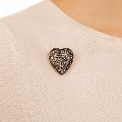 Edwardian Diamond Heart Pendant/Brooch