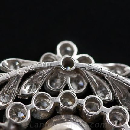Edwardian J.E. Caldwell Diamond and Pearl Pendant Necklace