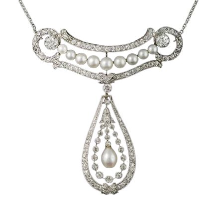 Edwardian Pearl and Diamond Necklace