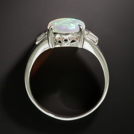Estate 1.43 Carat Opal Cabochon and Diamond Ring