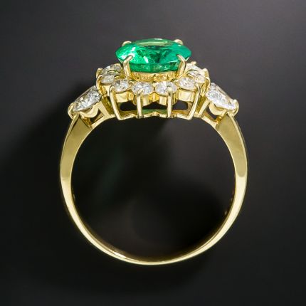 Estate Oval Emerald Diamond Ring 18K