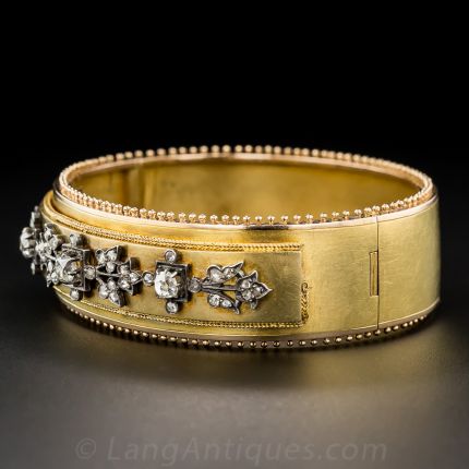 French Antique Diamond Bangle Bracelet