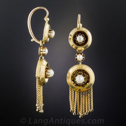 French Antique Pearl Fringe Earrings