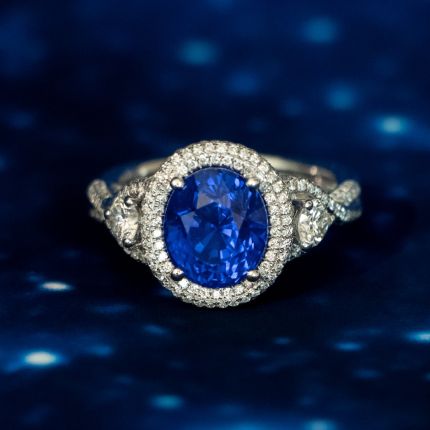 Gem 4.57 Carat Sapphire and Diamond Ring - AGL