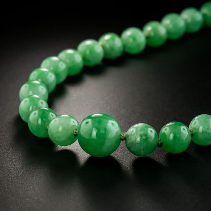 Mid-Century Natural Burmese Jade Bead Necklace