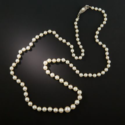 Mikimoto 20 Inch Long Cultured Pearl Necklace - Antique & Vintage ...