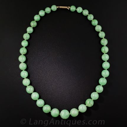 Natural Jadeite Burma 6.9-11mm Graduating Green Jade Bead Necklace