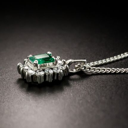 Petite Emerald Diamond Platinum Drop