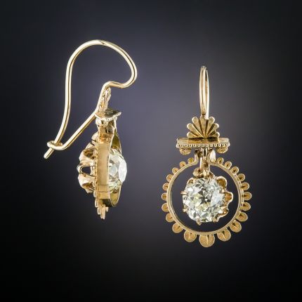 Victorian 2.04 Carat Diamond Drop Earrings