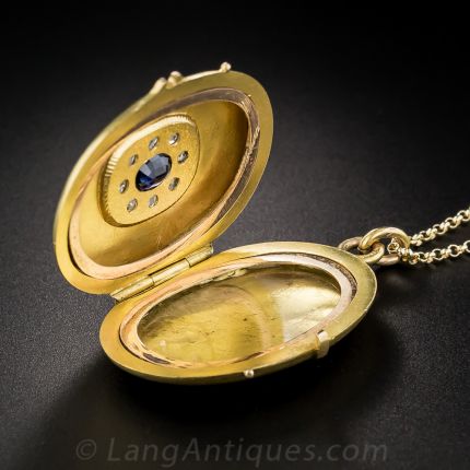 Victorian Sapphire and Diamond Locket Necklace