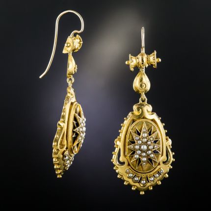 Victorian Seed Pearl Dangle Earrings