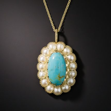 Victorian Turquoise and Pearl Pendant