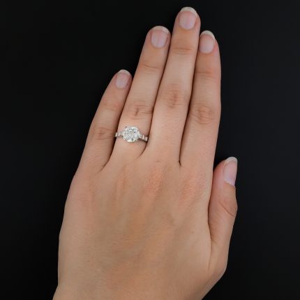 Vintage 2.38 Carat European-Cut Diamond Engagement Ring - GIA