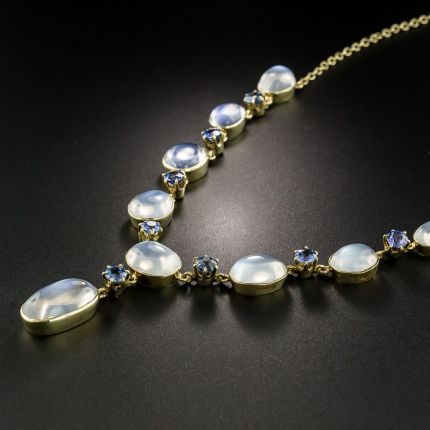 Vintage Moonstone and Sapphire Necklace