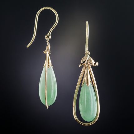 Vintage Natural Burmese Jade Earrings
