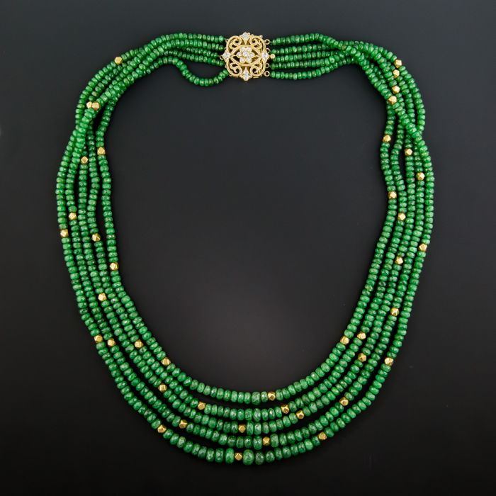Multi-Strand Tsavorite Garnet Necklace