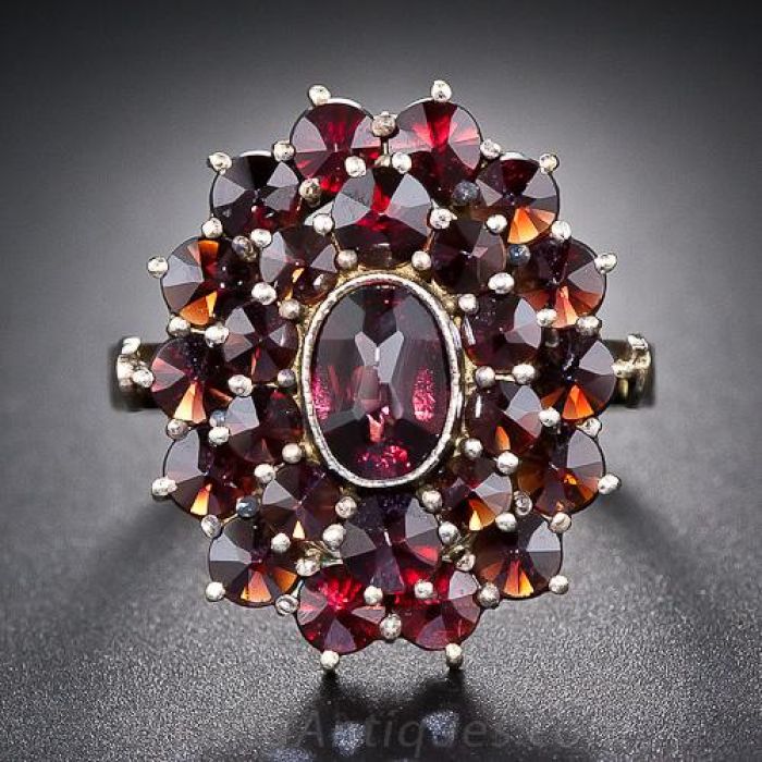 Swedish Garnet Cluster Ring