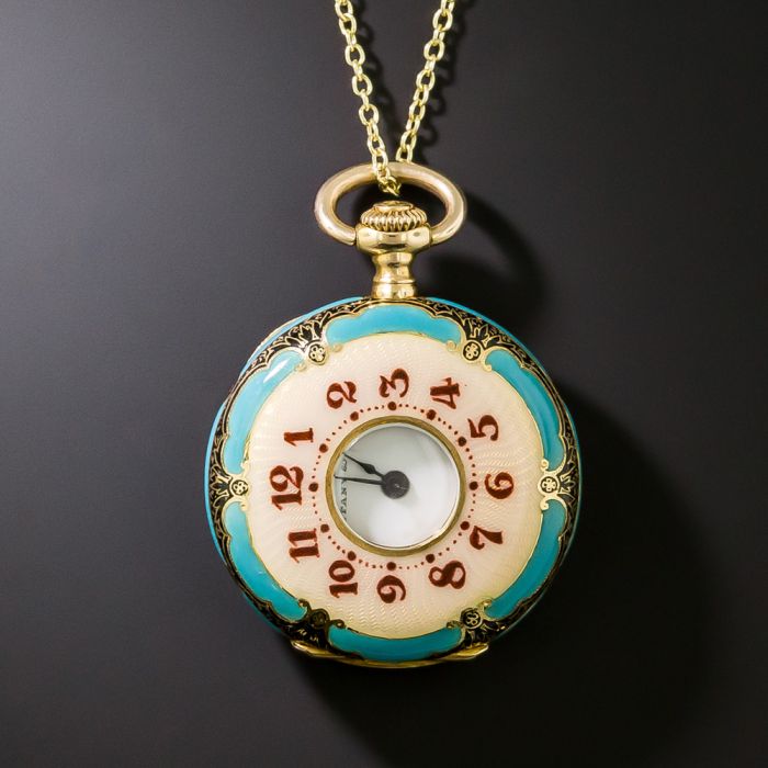 Tiffany & Co. Floral Enamel Pendant Watch