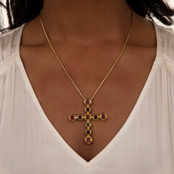 Tiffany & Co. Paloma Picasso クロス ネックレス Tiffany. & Co Paloma Picasso Multi-Gem Cross Pendant