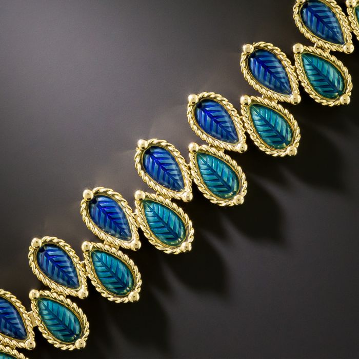 Van Cleef & Arpels 1960s Enamel Leaf Bracelet, French